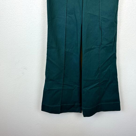 Anthropologie Size 2 Dark Green Side Wide Leg Flare Twill Trouser Pants - Picture 3 of 7
